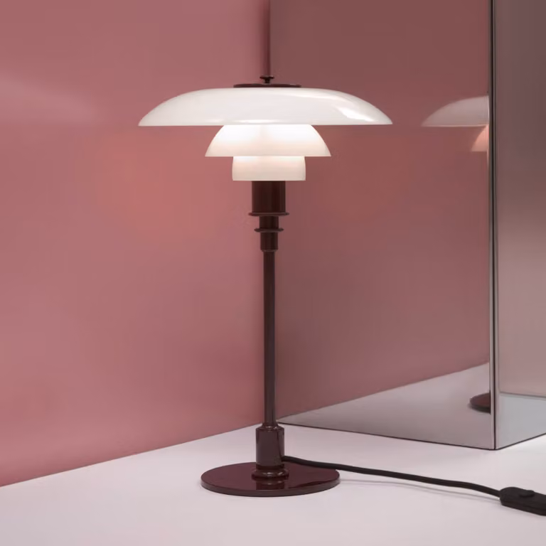 Louis Poulsen Lampada da tavolo PH 3/2, Rosso, Soggiorno / Sala da pranzo, Ottone, Design, Lampada da tavolo