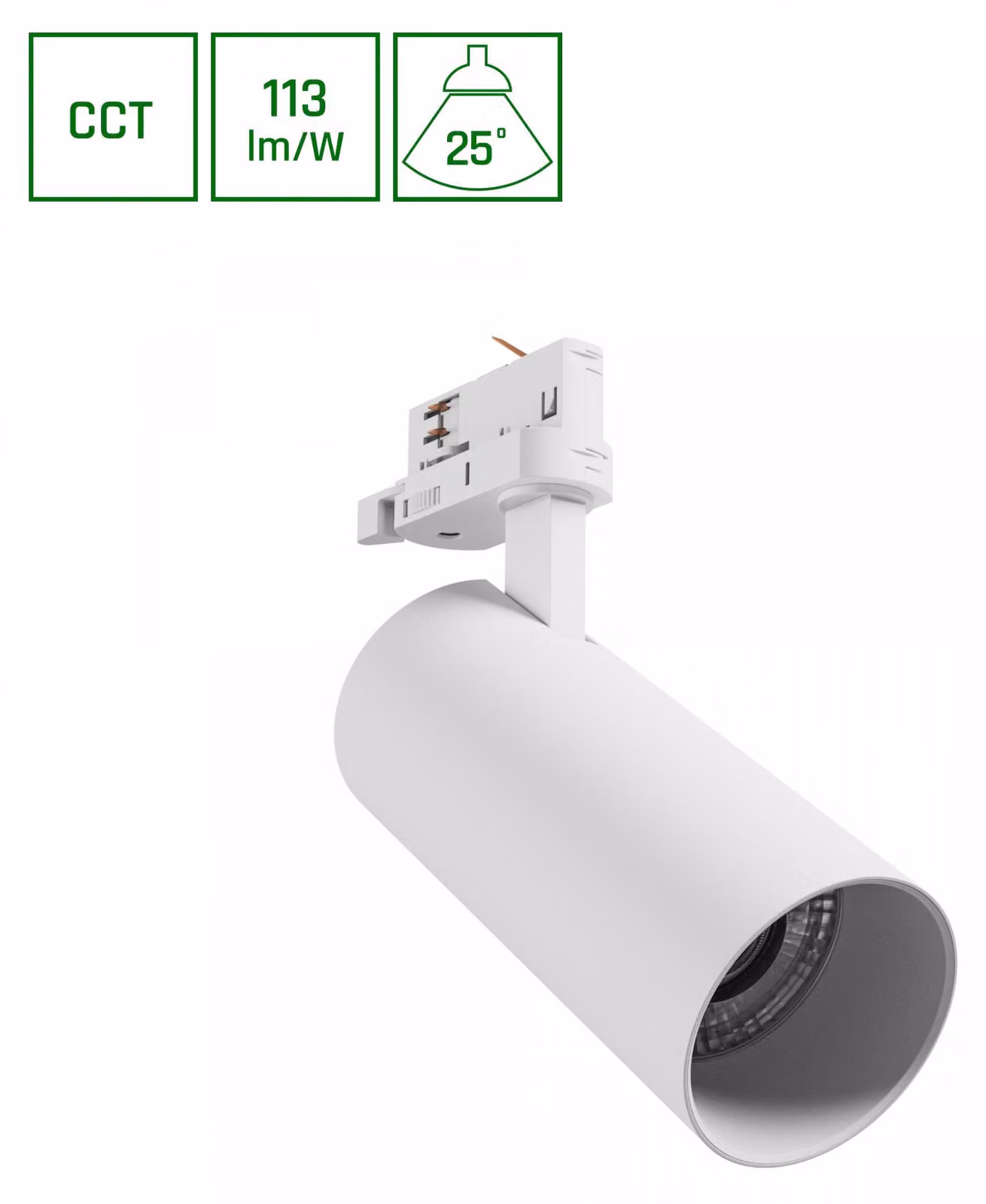 Faretto trifase ANDROMEDA PRIME 24W bianco CCT 3000/4000/6000K 25°