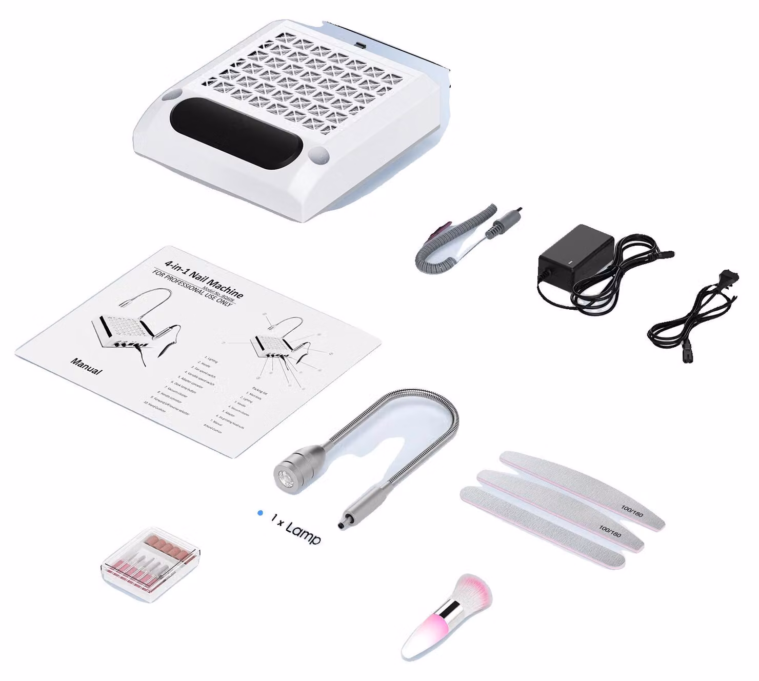 Trapano elettrico per unghie, strumento multifunzionale, design silenzioso, colore: bianco