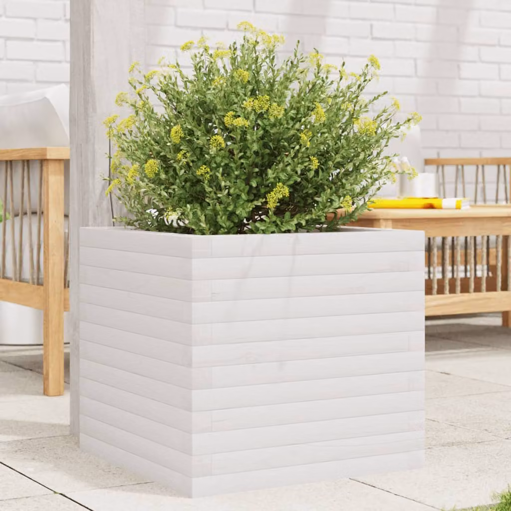 Fioriera da giardino vidaXL in legno di pino bianco L: 50 cm, P: 50 cm, H: 45,5 cm
