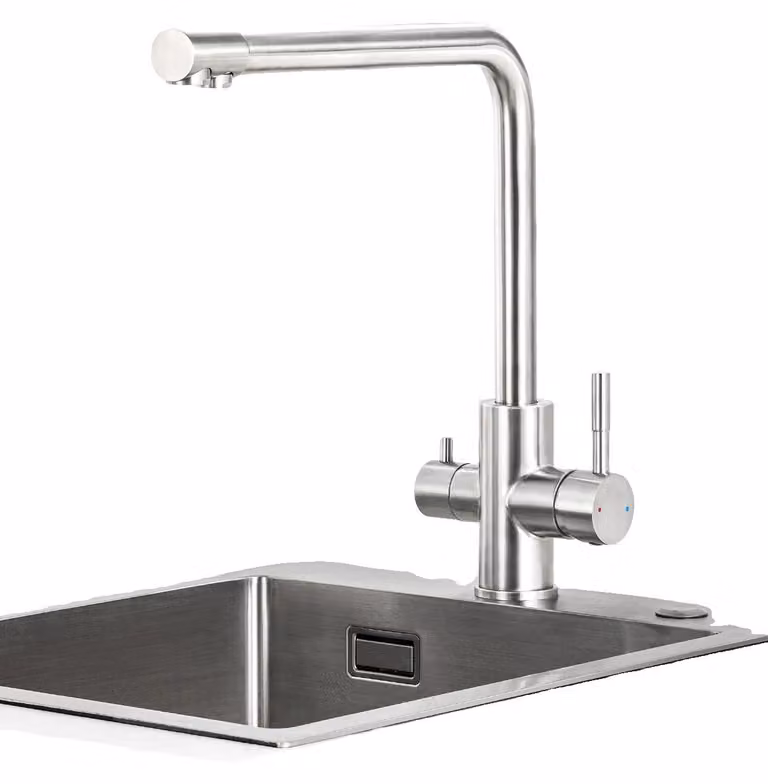 Rubinetto da cucina, attacco acqua a 3 vie, rotazione a 360°, cromato, filettatura G3/8