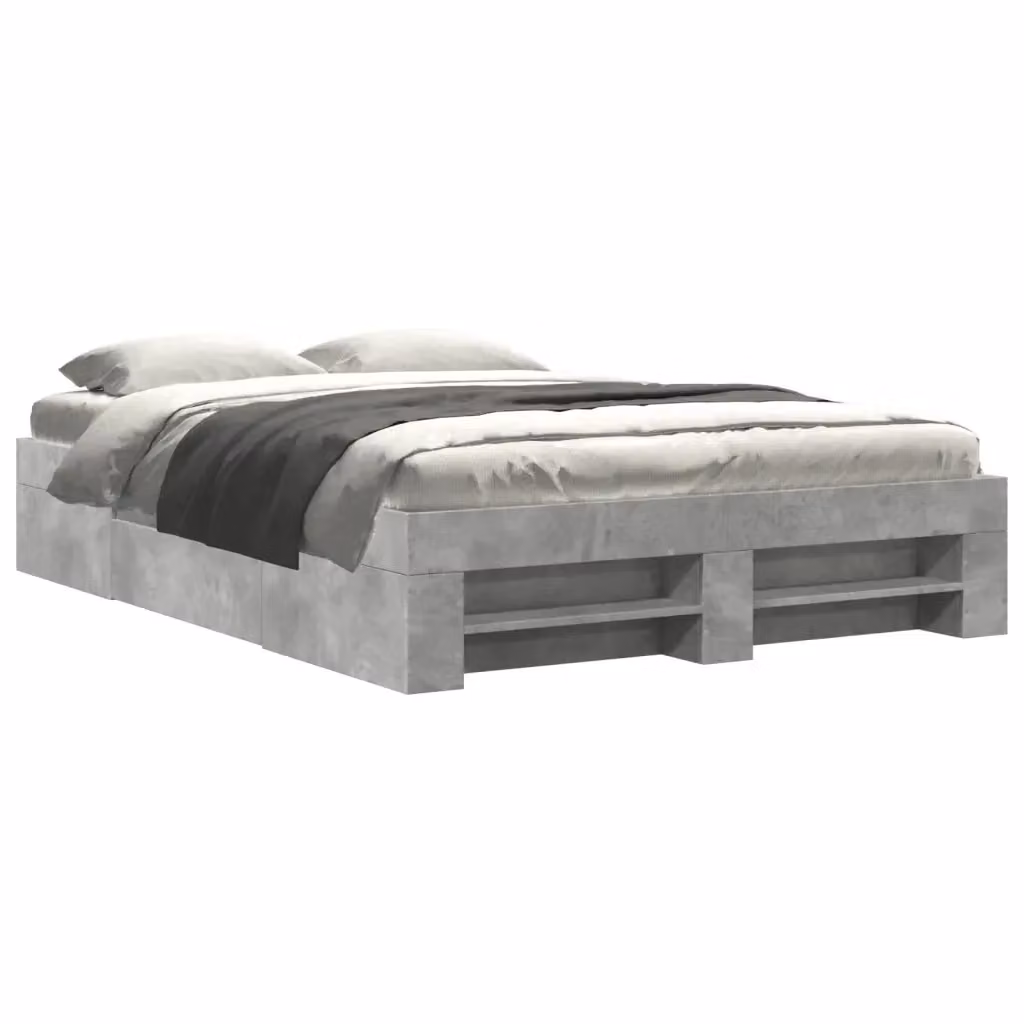 Letto con contenitore vidaXL in legno multistrato grigio L: 138 cm, P: 193 cm, H: 33 cm – 2