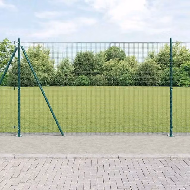 Recinzione in acciaio e PVC verde con rivestimento a polvere vidaXL L: 25 m, H: 1,5 m