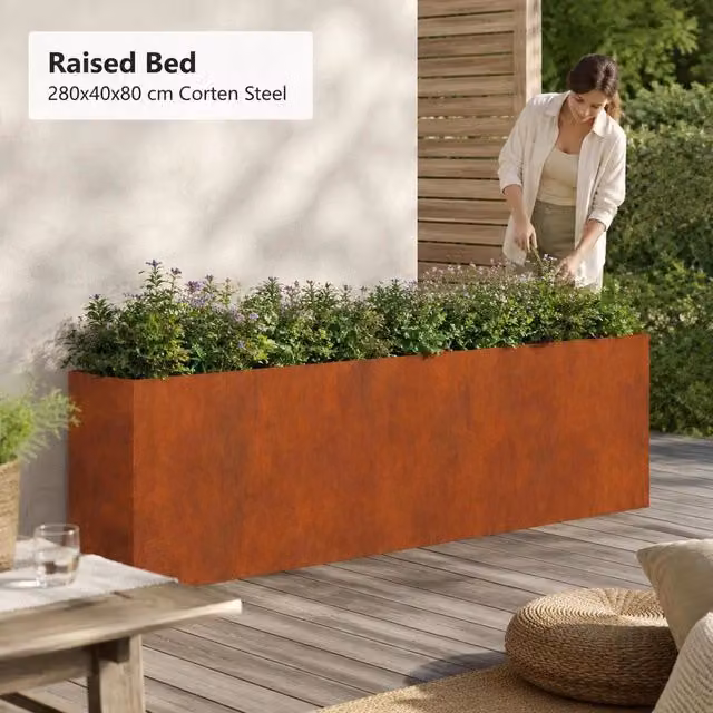 Raised Bed 280x40x80 Cm Corten Steel