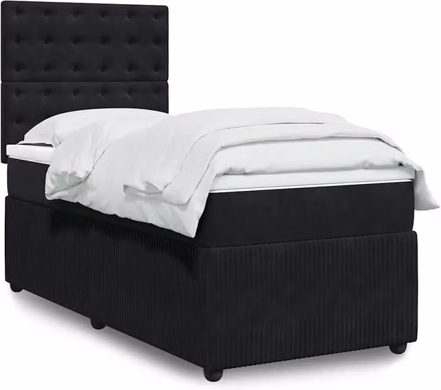 Giroletto a Molle con Materasso Nero 100x200 cm in Velluto 3292276