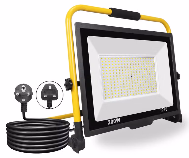 Lampada a LED da esterno, 200W, 20000 lumen, pieghevole, grado di protezione IP66, 6000K, colore bianco