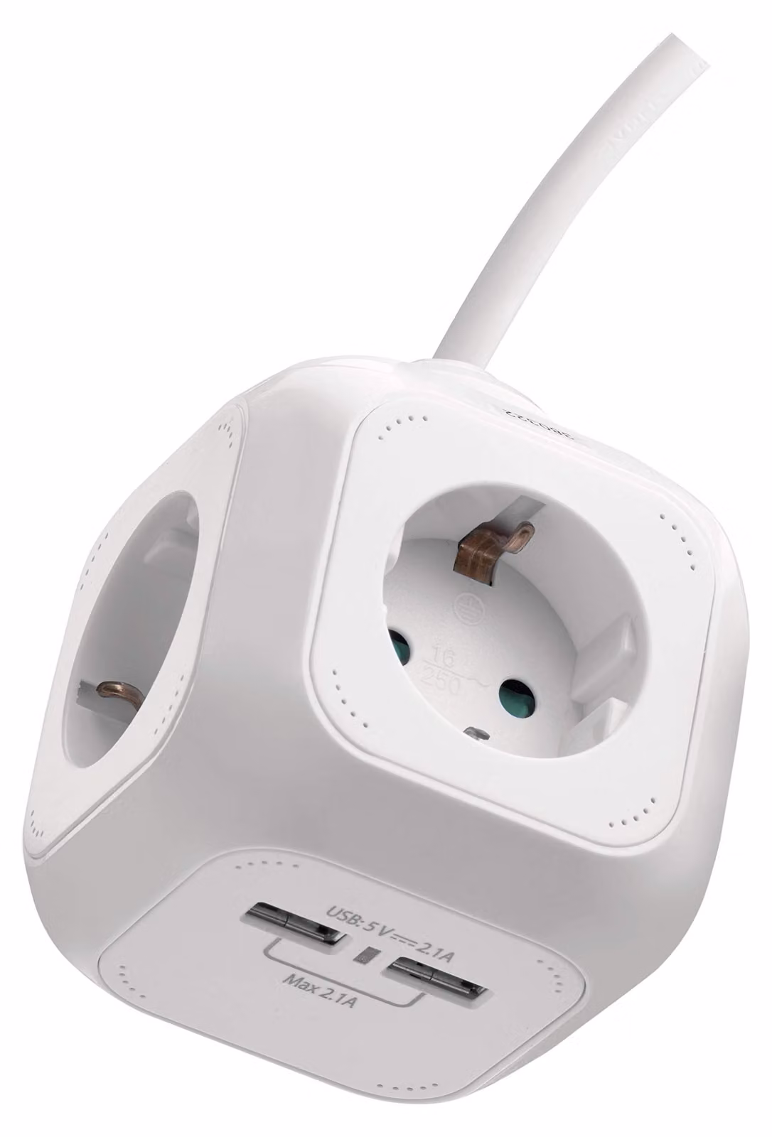 EMOS Cube, cubo di prese di corrente con 4 prese e 2 porte USB Schuko, cavo da 1,9 m, supporto a parete, P04219GU