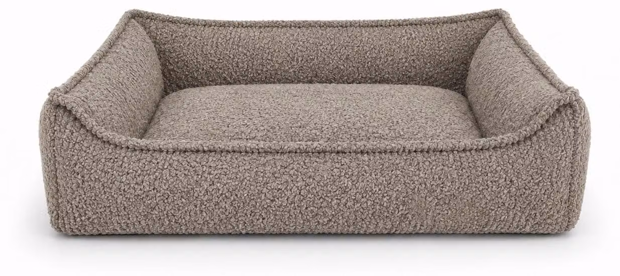 Cuccia per cani PURRE Nino, imbottitura in viscosa, tessuto bouclé, colore tortora, taglia XL, dimensioni 130x95x35 cm