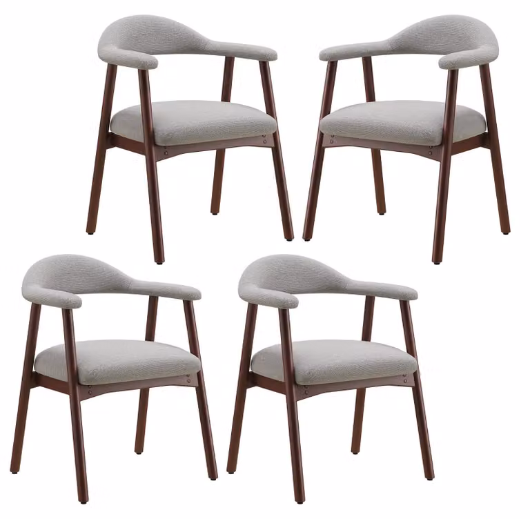 Set di 4 moderne sedie da pranzo in stile scandinavo, con seduta imbottita per un maggiore comfort, gambe in legno massello, schienale ergonomico che avvolge la schiena, colore grigio