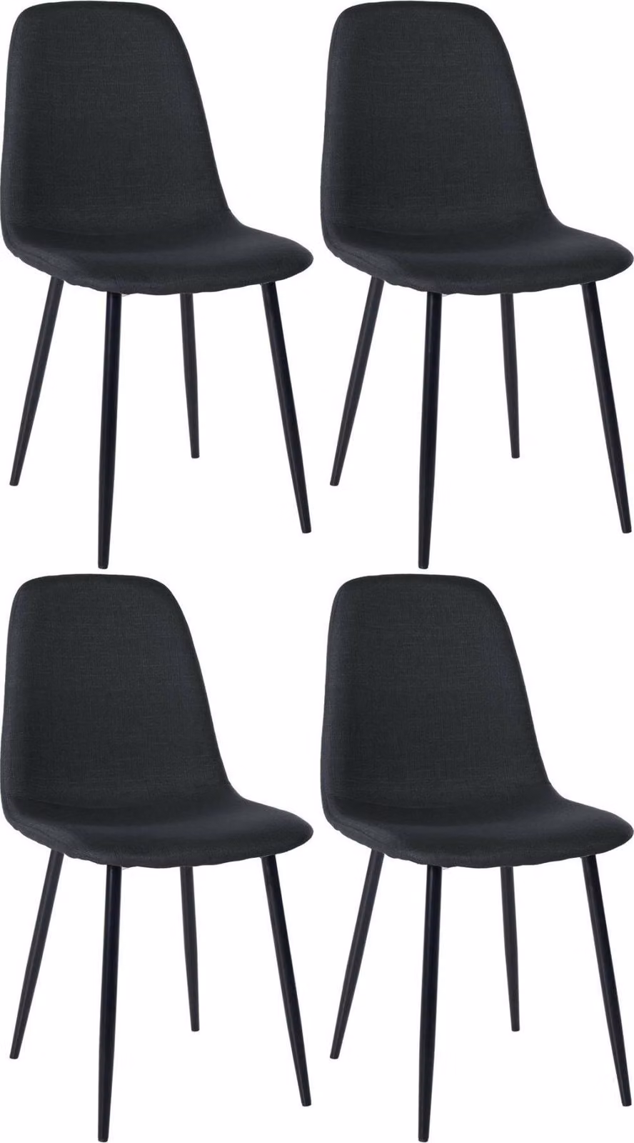 set di 4 sedie da pranzo - Set di sedie per la famiglia - Design che richiede poca manutenzione | Colore: nero | Materiale: polvere