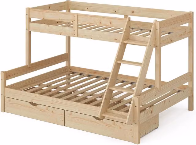 Letto a castello Everest Legno 140x200 / 90x200 cm con cassetti Vitalispa