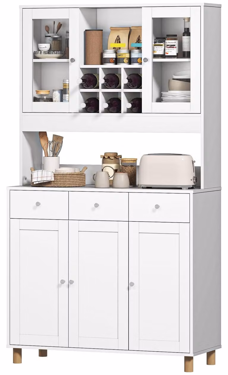 HOMCOM Mobile da cucina, credenza con ripiani regolabili, cassetto