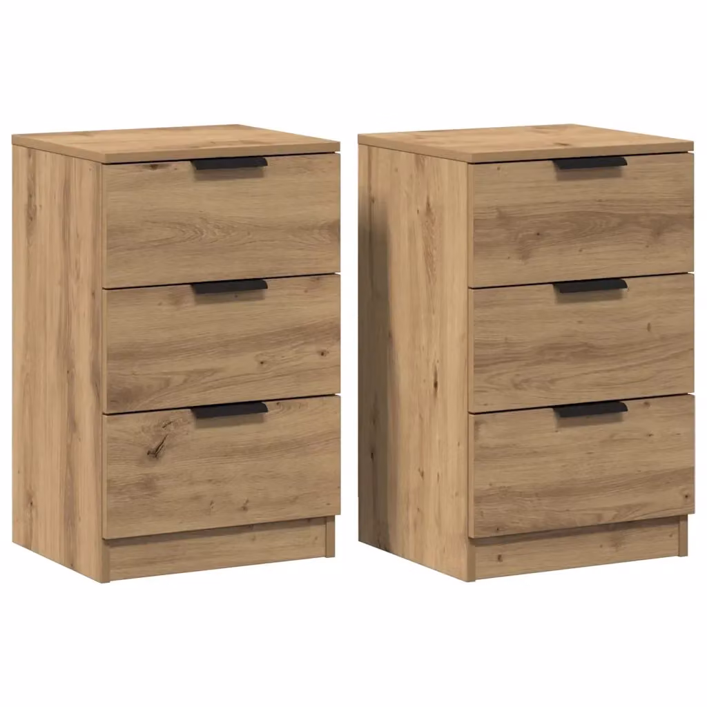 Set di 2 comodini vidaXL in legno rovere marrone con montaggio a parete L: 40 cm, P: 36 cm, H: 65 cm – 2