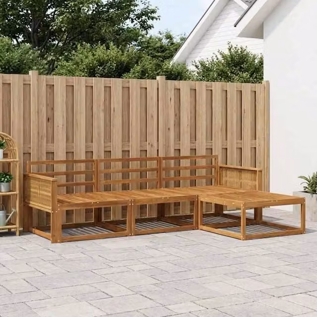 Set di divani da esterno 4 pz Naturale Legno di Acacia Massello 3382467