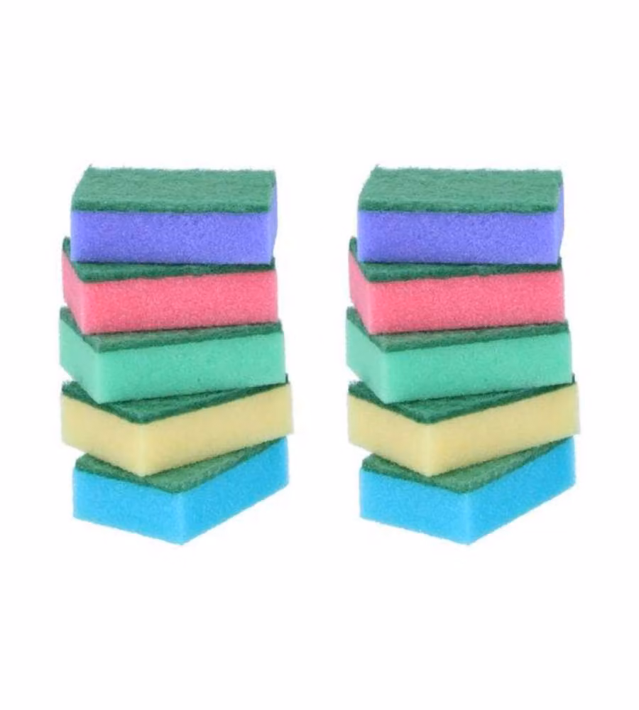 Spugne Colorate Multiuso con Lato Abrasivo - Pulizia Cucina - 10 pz