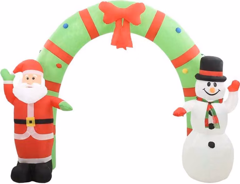 Arco con Babbo Natale Gonfiabile e Pupazzo di Neve LED 223 cm