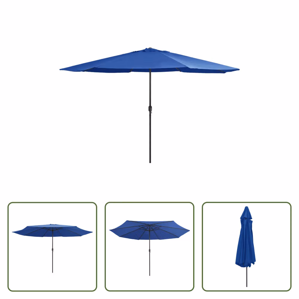 The Living Store Ombrellone con palo in metallo 390 cm azzurro