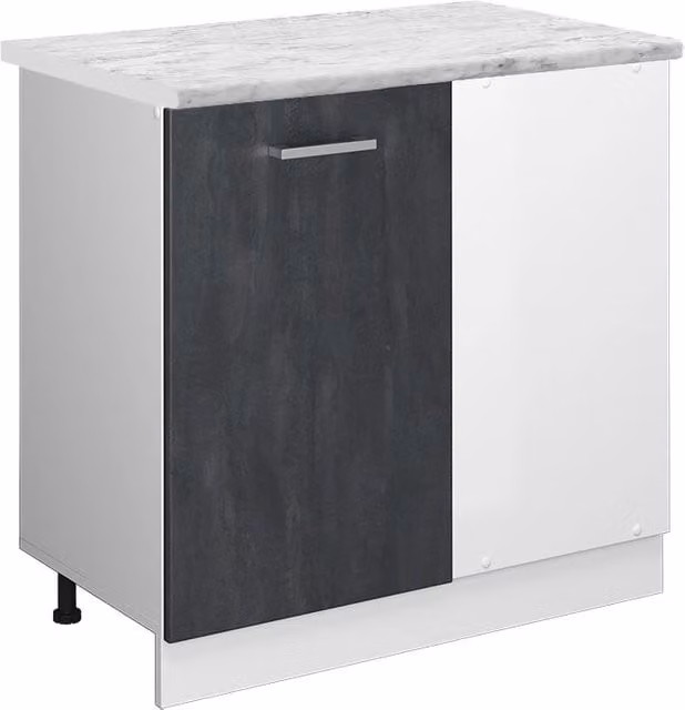Mobile ad angolo cucina R-Line Calce nera/Bianco 86 cm PL Marmo Vicco