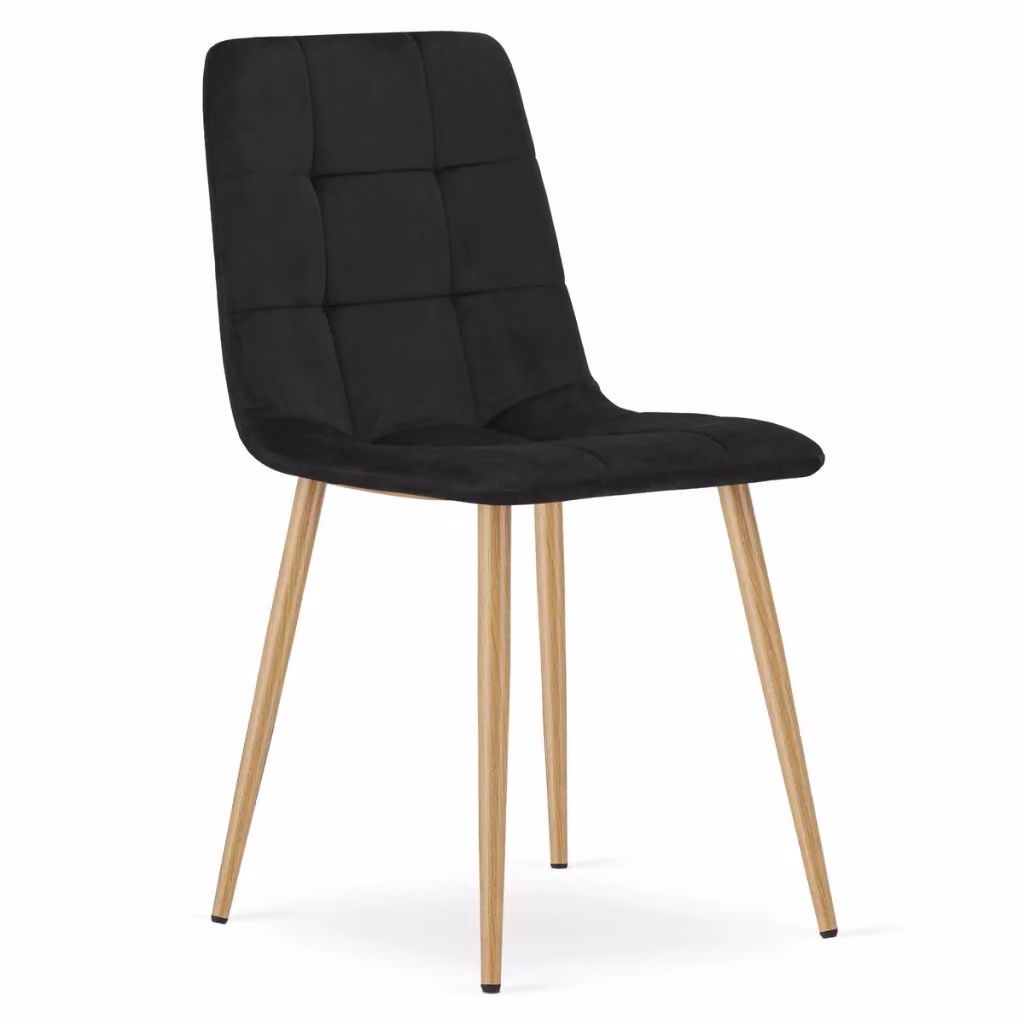 Set di 4 sedie moderne in velluto nero con gambe in metallo effetto rovere KENDRA HOME – 2