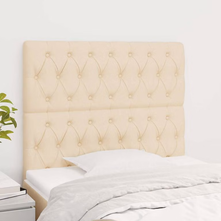 Testiera per letto vidaXL in tessuto beige con struttura in legno L: 100 cm, P: 7 cm, H: 118-128 cm