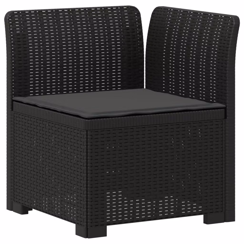 Divano da giardino a 1 posto con cuscino in design moderno effetto rattan color antracite e nero per esterno, balcone o terrazza – 2