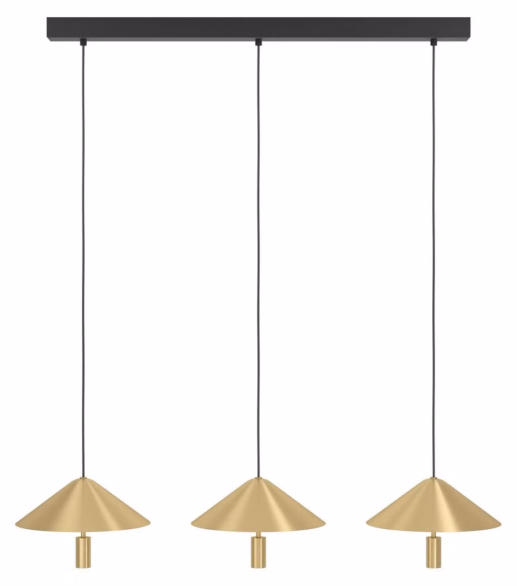 Lampada a sospensione a 3 luci, modello Paraguay, finitura oro
