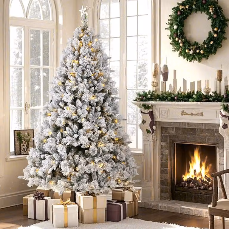 Albero di Natale artificiale - Albero di Natale artificiale - Albero artificiale - Albero di Natale - Albero con nomi - Effetto neve - Luci LED bianche calde