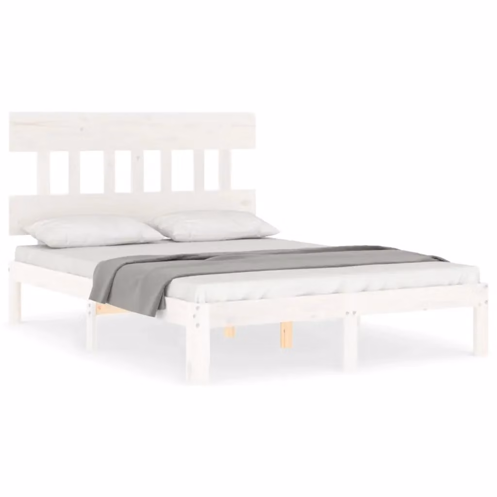 Letto con testiera vidaXL in legno massello di pino bianco L/P/H: 120 x 200 x 93,5 cm – 2