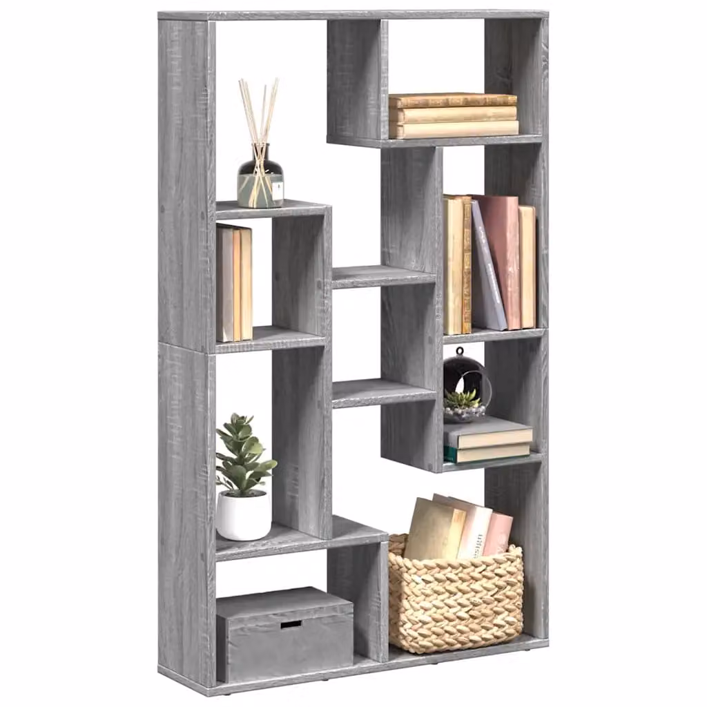 Libreria moderna vidaXL in MDF Grigio Sonoma con pannello posteriore L: 72 cm, P: 20 cm, H: 120,5 cm