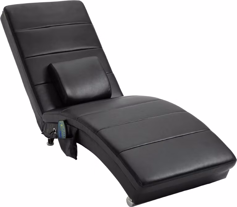 Poltrona relax Moonbite con 8 punti di massaggio e cuscino lombare, poltrona reclinabile senza braccioli, con telecomando a filo, portata massima 120 kg, imbottitura in schiuma, colore nero
