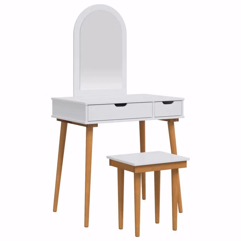 Set da Trucco Moderno vidaXL Bianco 3 Pezzi L: 76 cm, P: 50 cm, H: 143 cm – 2