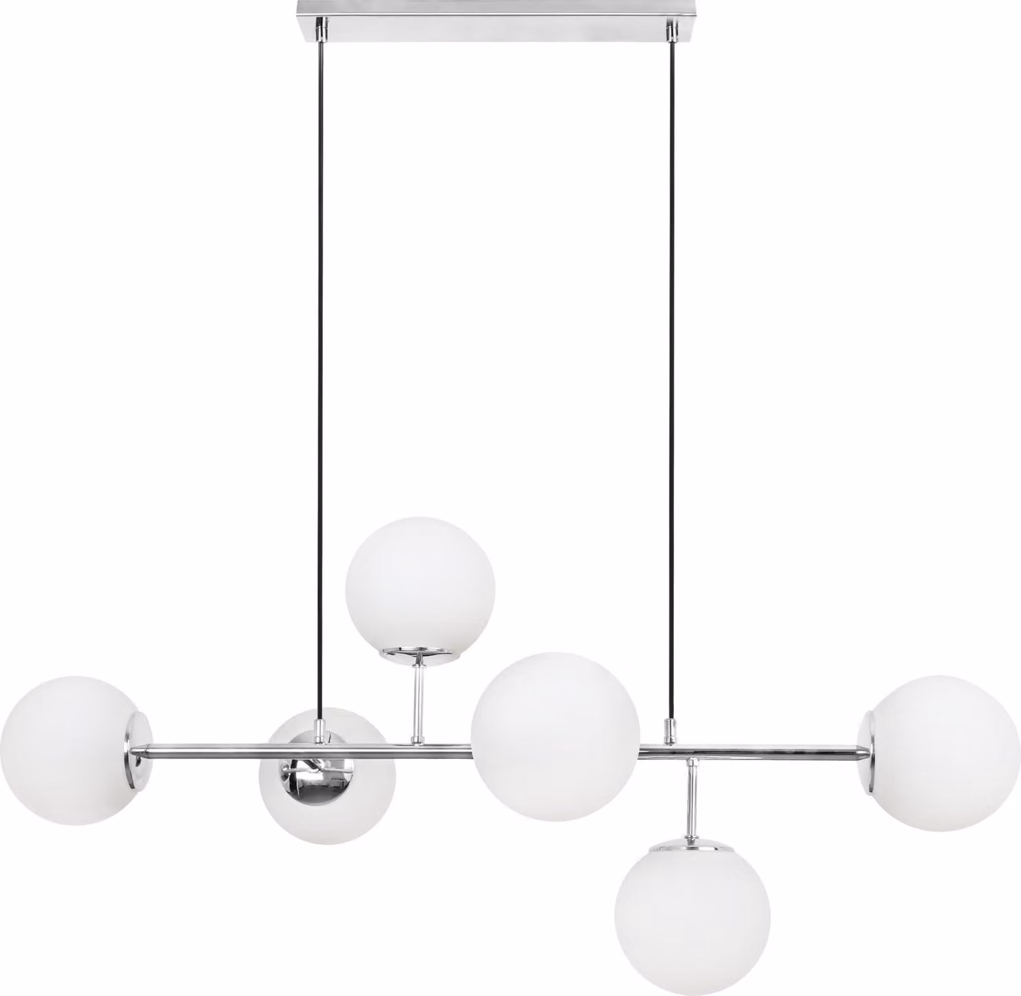 Plafoniera Siena cromo 6 luci vetro bianco E14 bracci lunghi