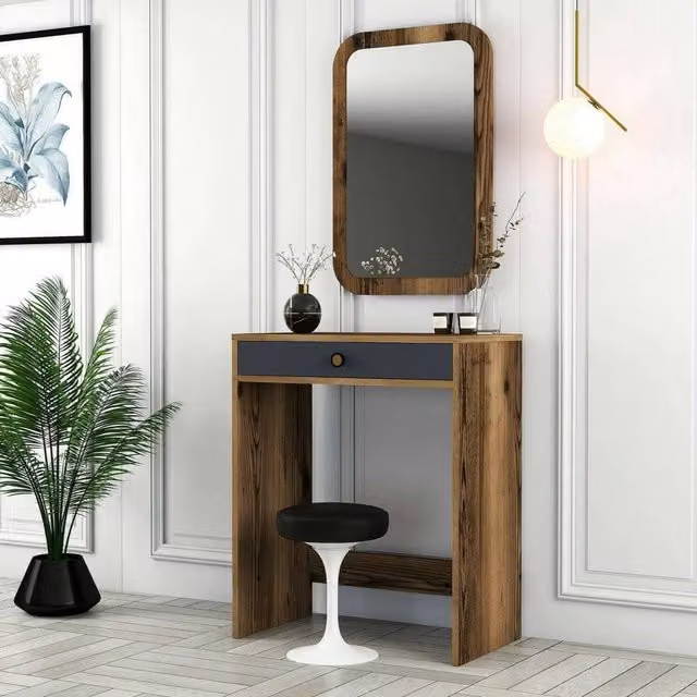 Consolle Baunei DMORA, Tavolo multiuso e scrivania per corridoio o ufficio, Noce e Antracite, L: 70 cm, P: 40 cm, H: 85 cm – 1
