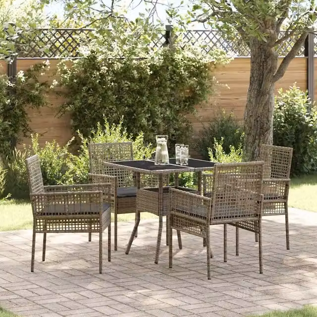 Set da Pranzo per Giardino 5 pz Grigio polyrattan 3334928