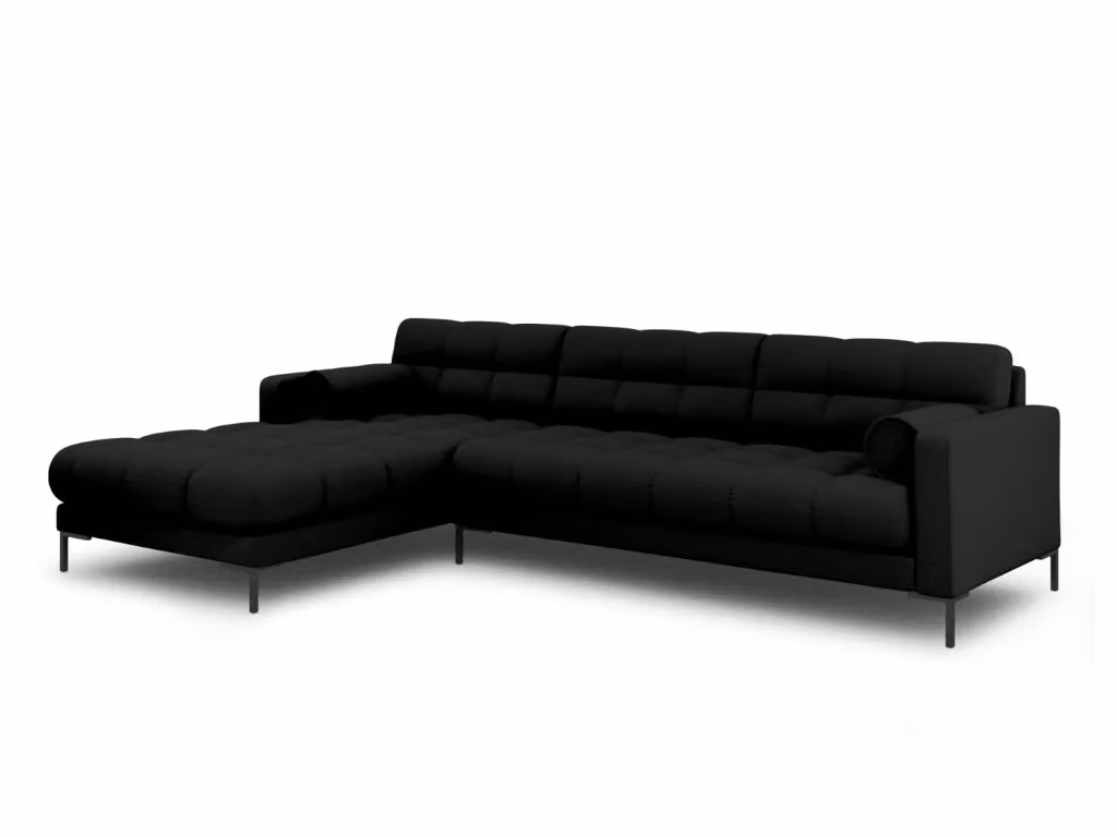 Divano angolare sinistro Bali Cosmopolitan Design a 5 posti in tessuto nero per il tuo soggiorno – 2