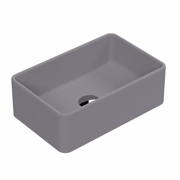 Lavabo Appoggio Rettangolare Moderno Grigio Opaco 365x235mm (No Fori)
