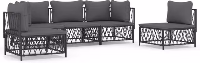 Salotto da giardino set mobili da esterno con cuscini 5 pz in acciaio antracite 02_0018298
