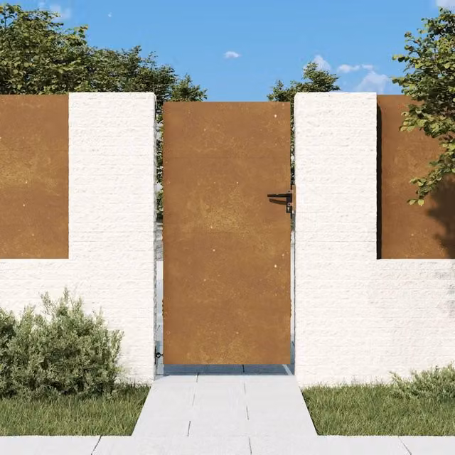 Cancello singolo da giardino vidaXL in acciaio color marrone L: 85 cm, H: 200 cm – 1