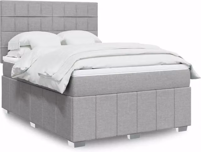 Giroletto a Molle con Materasso Grigio Chiaro 140x190cm Tessuto 3293963