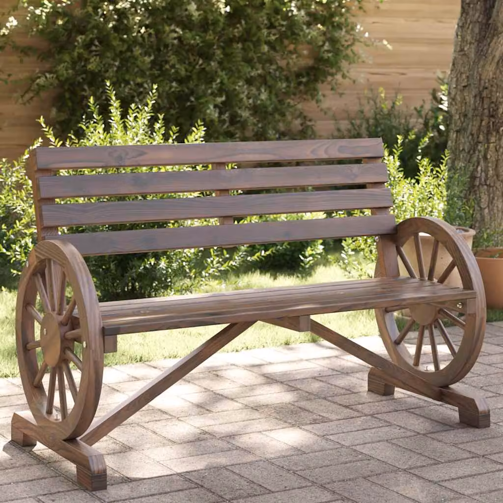 vidaXL Panca da Giardino a 2 Posti in Legno di Abete Marrone con Braccioli L: 121,5 cm, P: 57,0 cm, H: 77,5 cm