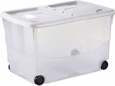Contenitore Vasco Stefanplast con ruote e coperchio, Bianco e Trasparente, L: 60 cm, P: 40 cm, H: 36 cm, Capacità: 57 Lt
