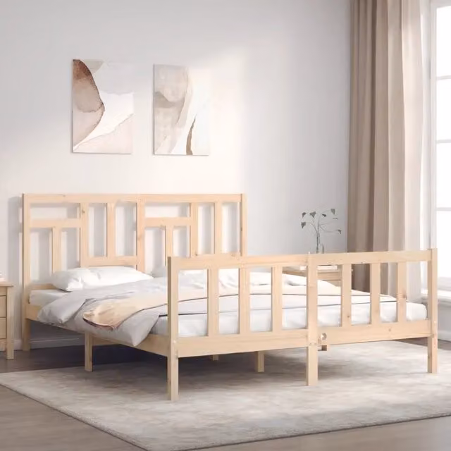 Giroletto vidaXL in legno massello di pino marrone stile rustico L/P/H: 200 x 160 x 30 cm – 1