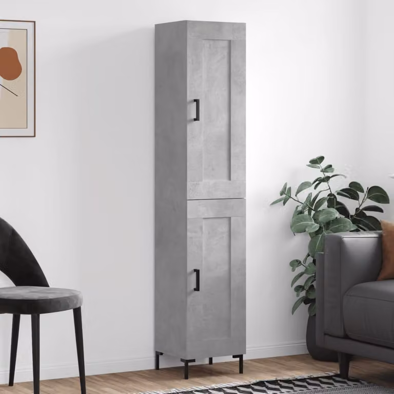 Credenza stile industriale vidaXL in legno e metallo grigio, L/P/H: 34,5 x 34 x 180 cm