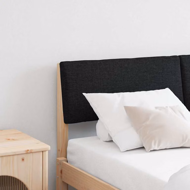 Testiera imbottita vidaXL in pino massello e tessuto, colore nero, larghezza: 150 cm