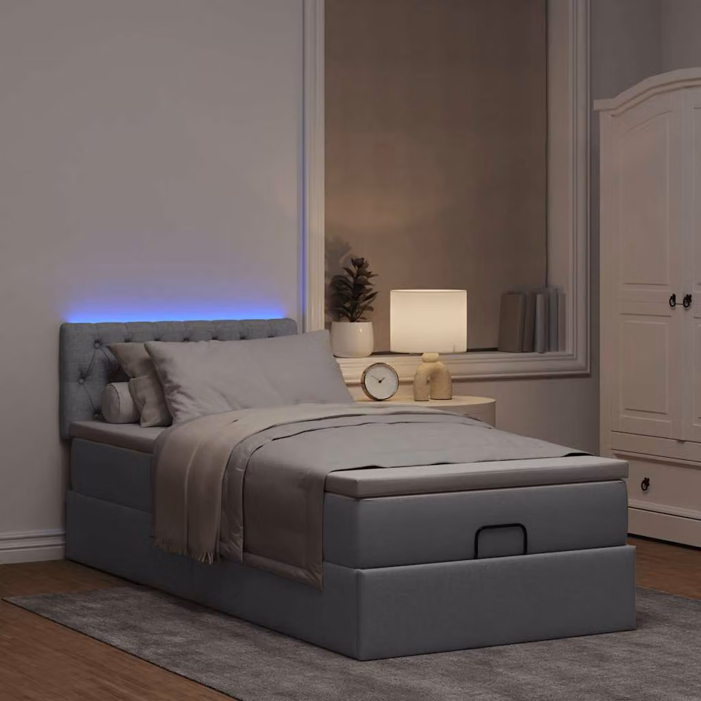 Maison Exclusive - Pouf Letto con Materasso e LED Grigio Chiaro 80x200cm Tessuto