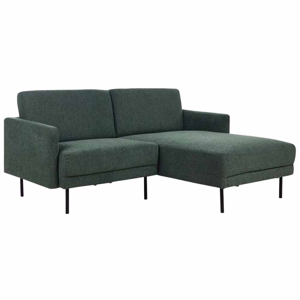 Divano angolare sinistro BELIANI a 2 posti in tessuto verde scuro con gambe in metallo, design moderno e minimalista, L/P/H: 192 x 155 x 85 cm – 2