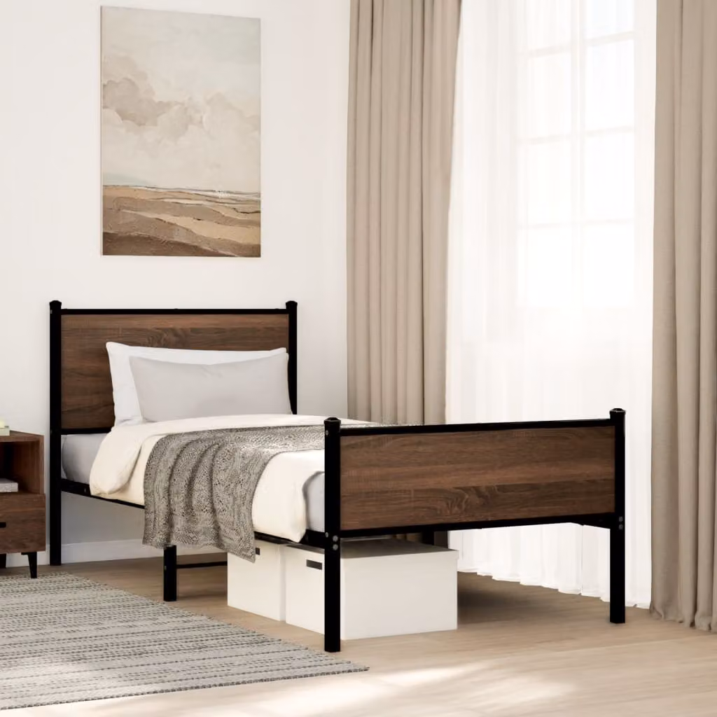 Giroletto in metallo vidaXL senza materasso, colore marrone, L/P/H: 90 x 200 cm