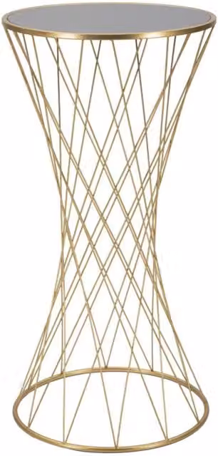 Tavolino alto Tower New Vikasa Home in ferro dorato con piano a specchio L: 100 cm, P: 50 cm