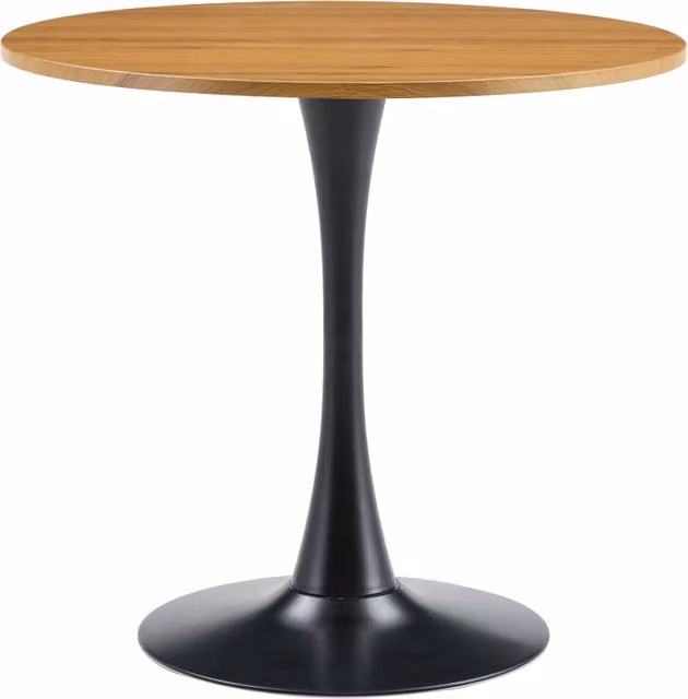 Tavolo da pranzo rotondo con base in metallo, design tulipano, per cucina e soggiorno, 80×76 cm, in MDF, legno