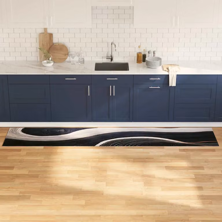 Tappeto da cucina vidaXL moderno in velluto nero, lavabile e antiscivolo, L: 300 cm, P: 60 cm